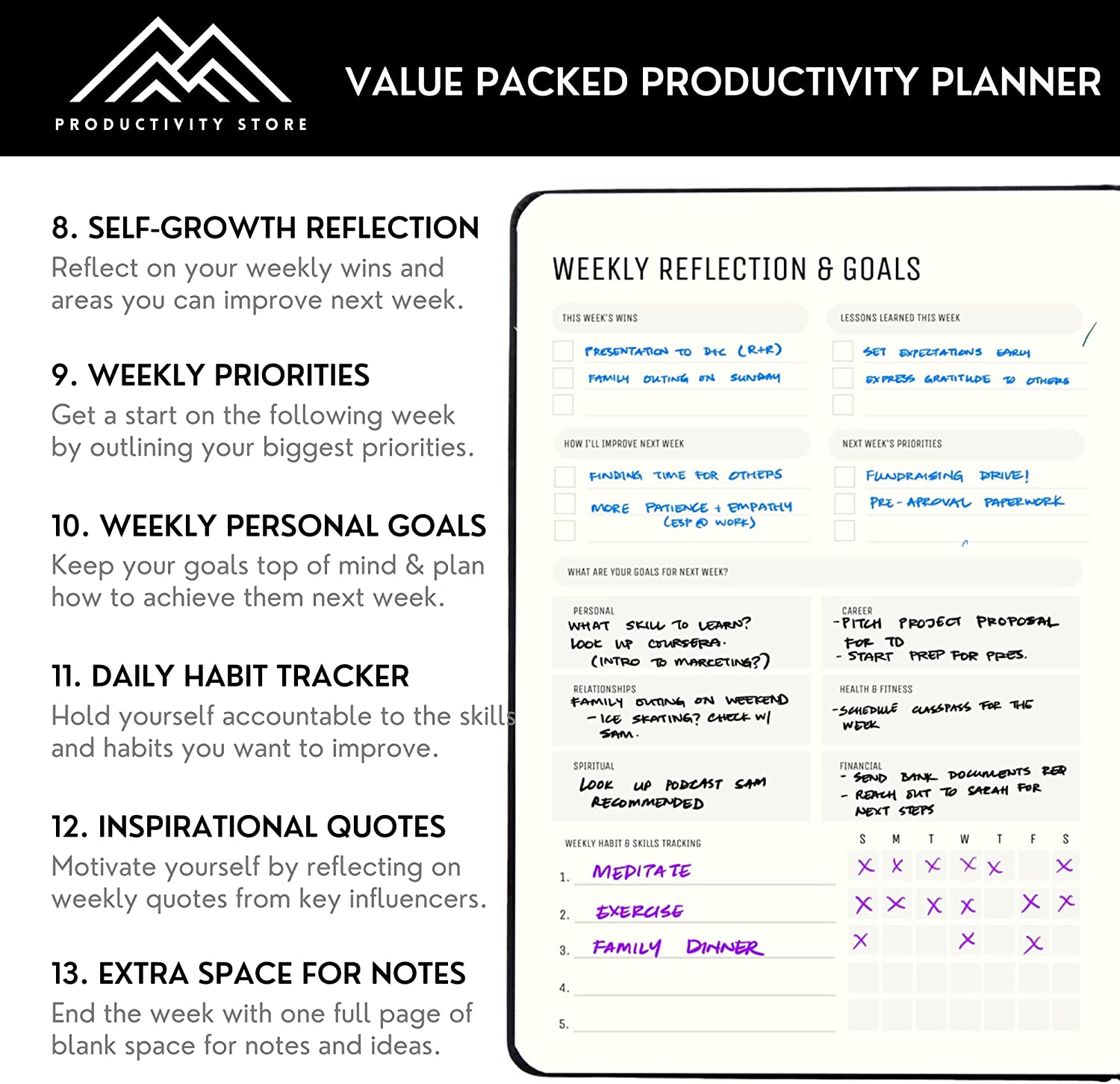 Best 2023 Planner Weekly and Monthly 5x8 | Goal, Business & Productivity Planner | Undated Daily 2023 Planner With To Do List, Habit Tracker & Planner Stickers | Productivity Store Planner PRO (Grey) - Image 4